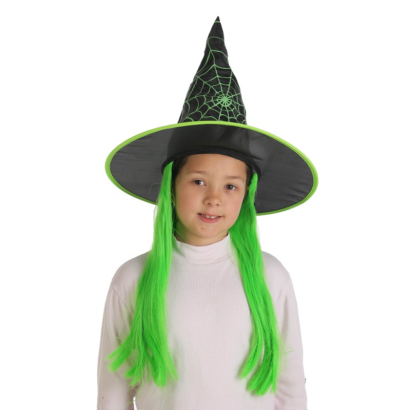 Enfant de sorcière chapeau avec cheveux