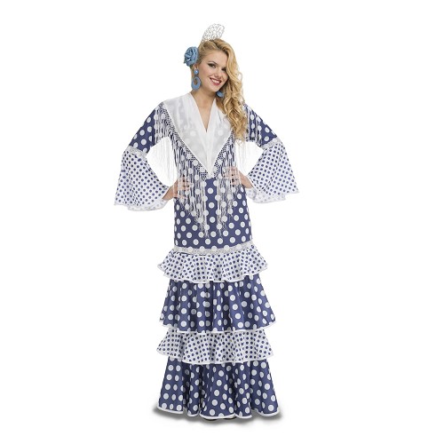 Disfraz Flamenca Leá Azul S Mujer