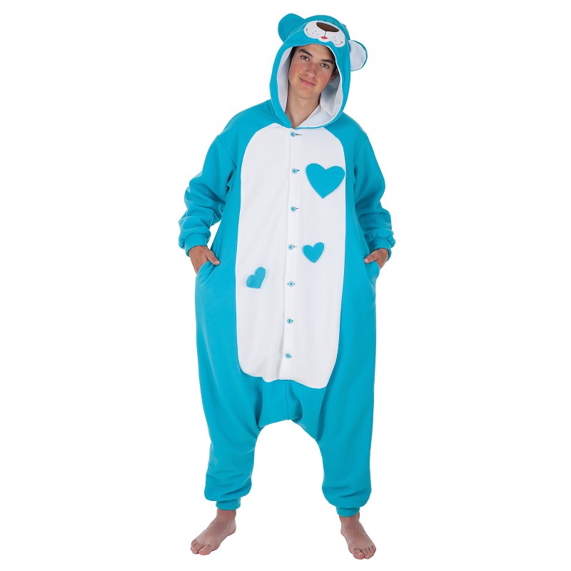 Costume adulte drôle Teddy bleu t-l