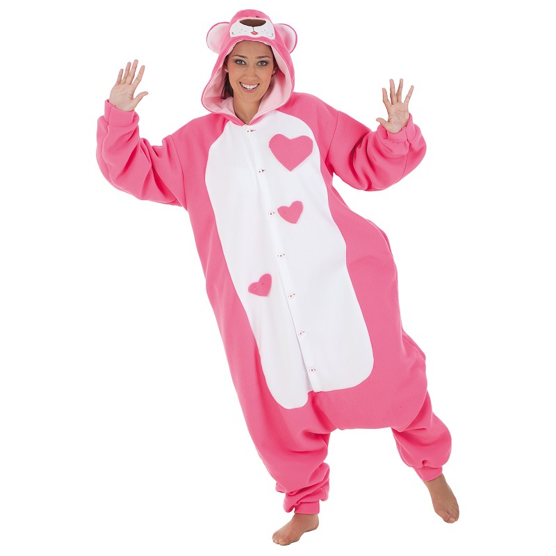 Costume adulte peluche rose drôle t-l